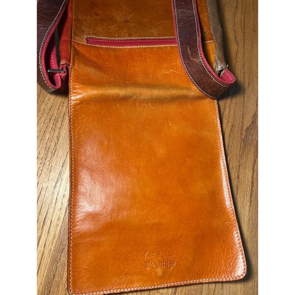 I’Mago Leather Saddle Bag Purse, Multi Color Crossbody Boho Hippie Italy - Picture 11 of 12